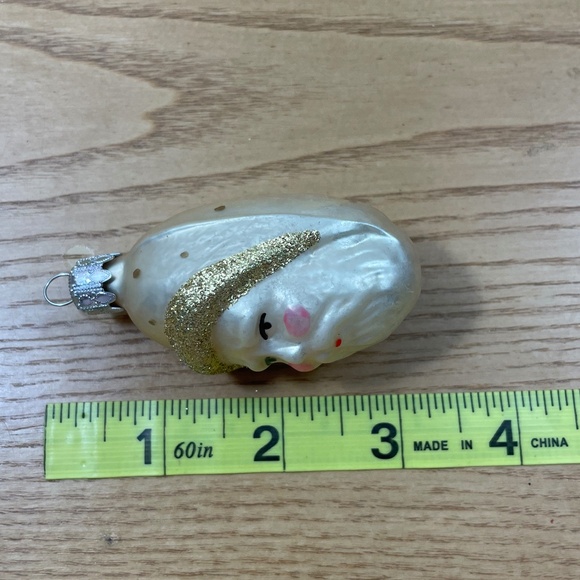 Inge Glas Christmas Ornament German Olde World Santa White Gold Hand Blown Glass - Picture 5 of 6